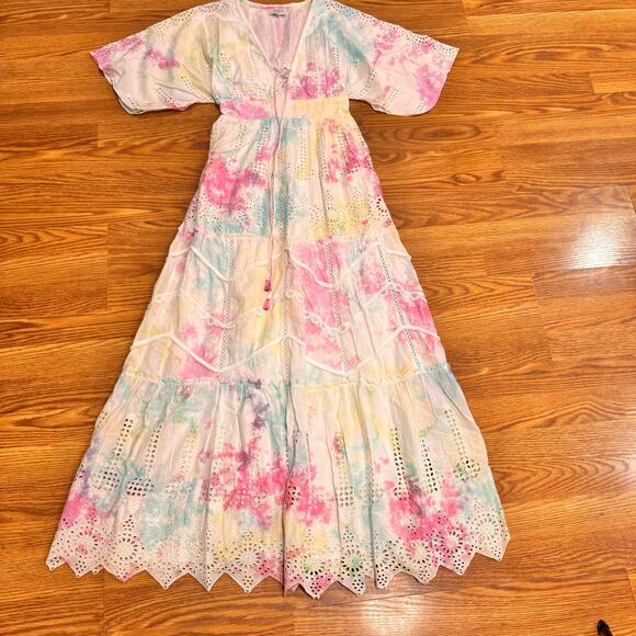 HEMANT & NANDITA multicolor cotton Amara Broderie Anglaise Maxi Dress size XS - Picture 13 of 14